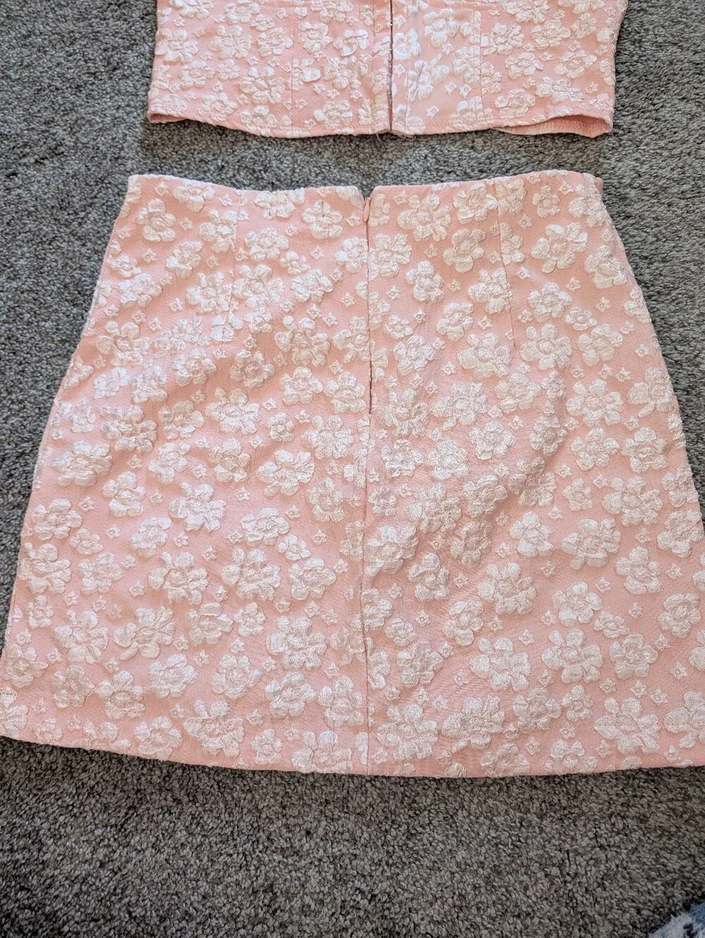 Pink Floral Corset Crop Top & Skirt Set
